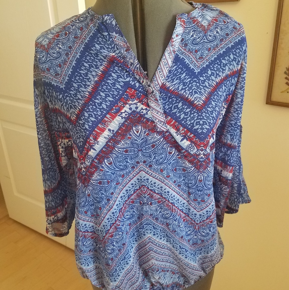 New Directions Cold Shoulder Lightweight Blouse